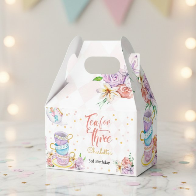 Tea for three, third tea birthday favour box (Creator Uploaded)