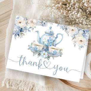 Tea For Two Baby Shower Boy Folded Thank You Card