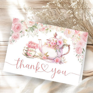 Tea For Two Baby Shower Folded Thank You Card