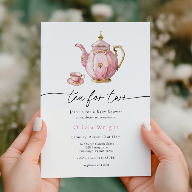 Tea for Two Baby Shower Tea Party  Invitation (Creator Uploaded)