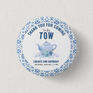 Tea for Two – Floral 2nd Birthday Party 3 Cm Round Badge