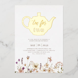 Tea For Two Floral Birthday - Gold
