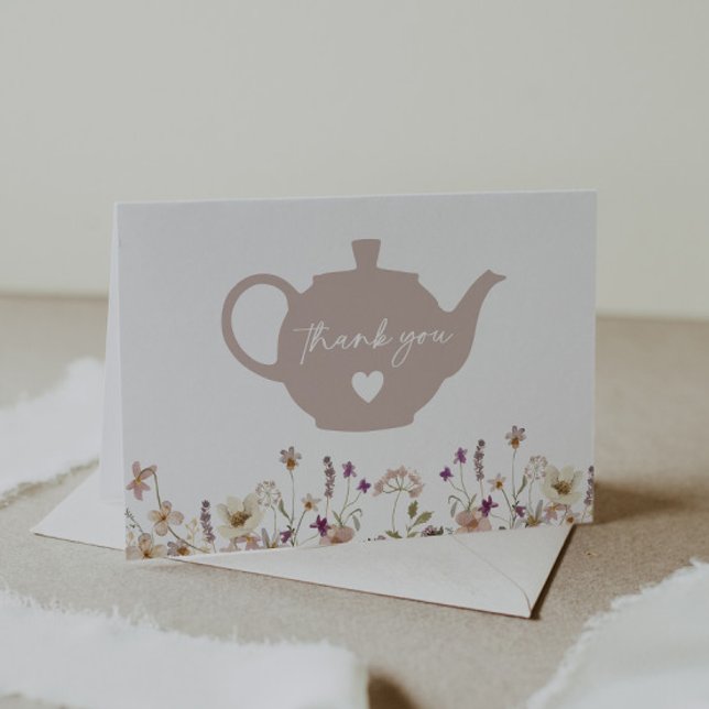 Tea For Two Floral Birthday Thank You Card (Creator Uploaded)