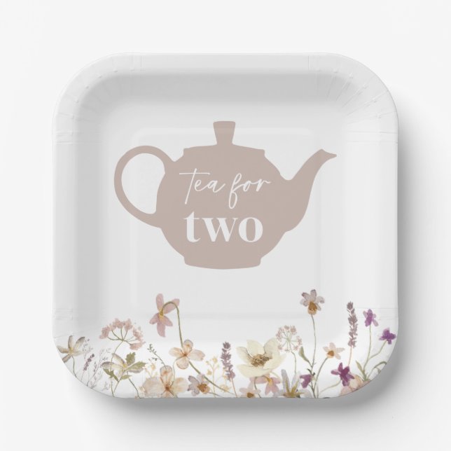 Tea For Two Floral Paper Plate (Front)