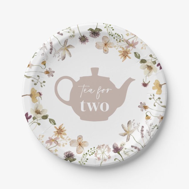 Tea For Two Floral Paper Plates (Front)