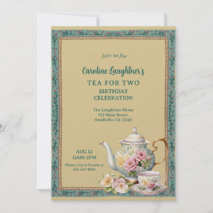 Tea For Two Flower Garden Birthday Invitation