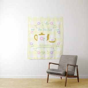 Tea for Two Girl 2nd Birthday Tapestry