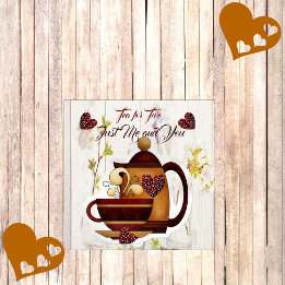 Tea for Two Husband Wife Love Quote Rustic Country Holiday Card