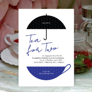 Tea for Two Modern Blue Tea Party Invitation
