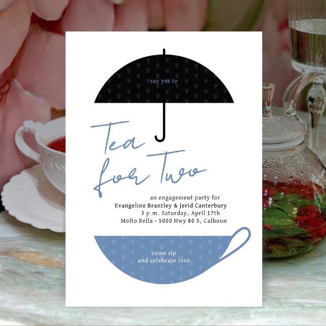 Tea for Two Modern Dusty Blue Tea Party Invitation (Creator Uploaded)