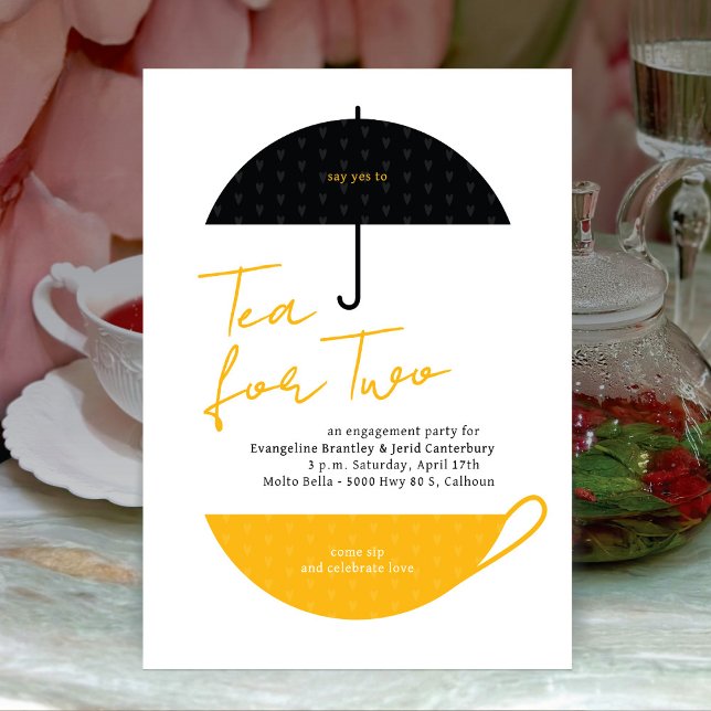 Tea for Two Modern Yellow Tea Party Invitation (Creator Uploaded)