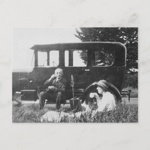 Tea For Two Old Black & White Image - Postcard