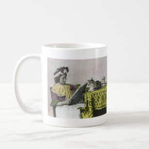 Tea for Two Party Vintage Victorian KItty Cat Girl Coffee Mug