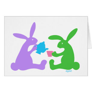Tea for Two - Rabbits Birthday Card