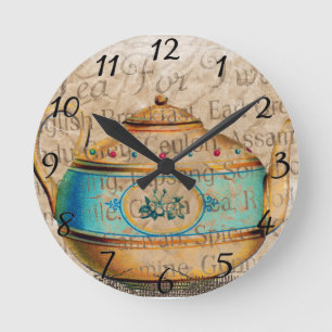 Tea For Two Round Clock