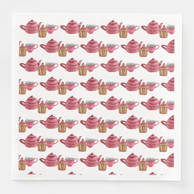 Tea For Two Tea Cup Trio Pattern Napkin (Front)