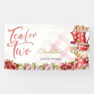 Tea for two, tea flowery birthday banner