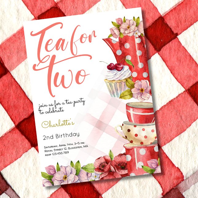 Tea for two, tea flowery birthday invitation (Creator Uploaded)