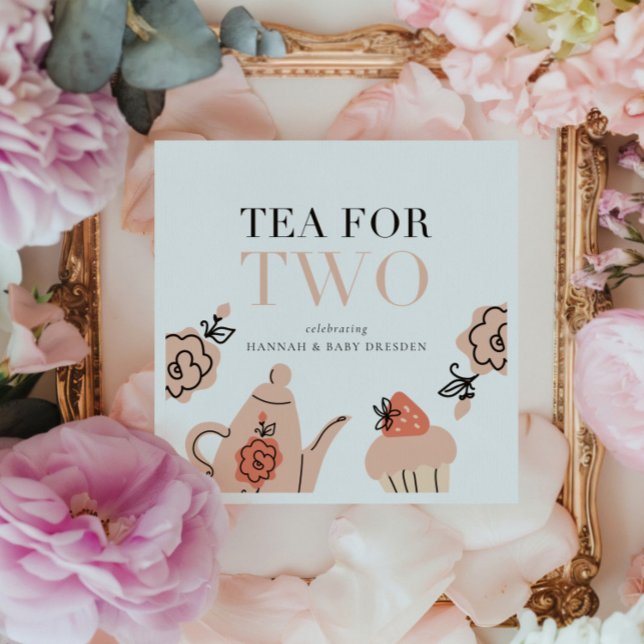 Tea for Two | Tea Party Baby Shower Party Napkin (Creator Uploaded)