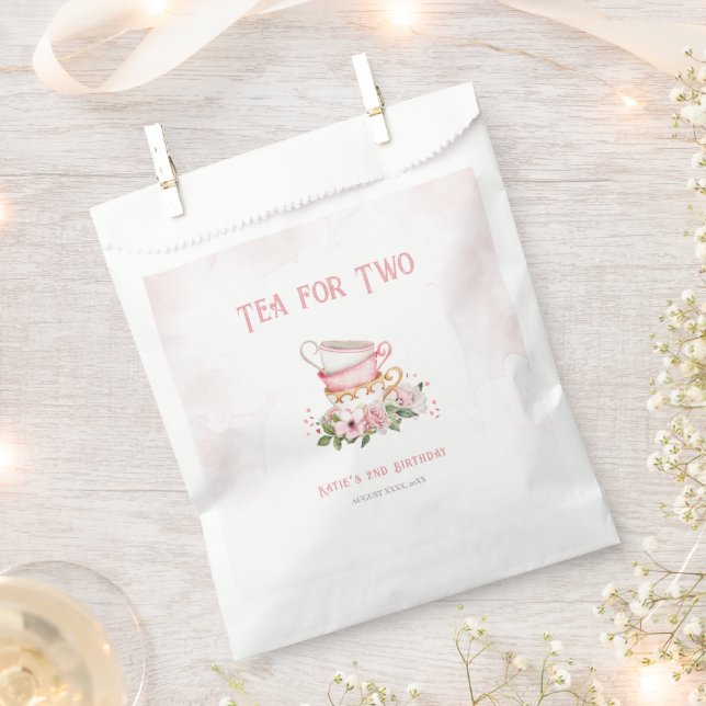 Tea For Two Teacups Theme  Favour Bag (Clipped)