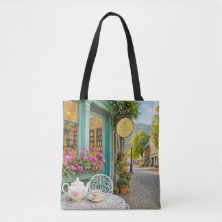 Tea & Friends Café Tote – European Street Scene Bag