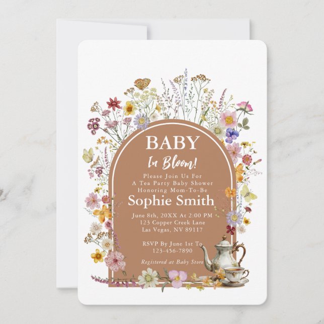 Tea Garden Baby In Bloom Baby Shower Invitation (Front)