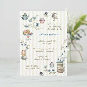 Tea Garden Floral Watercolor Bridal Shower Invitation