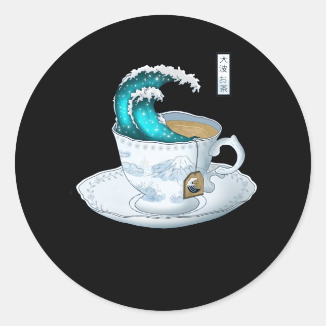 Tea Great Wave Off Kanagawa Classic Round Sticker (Front)