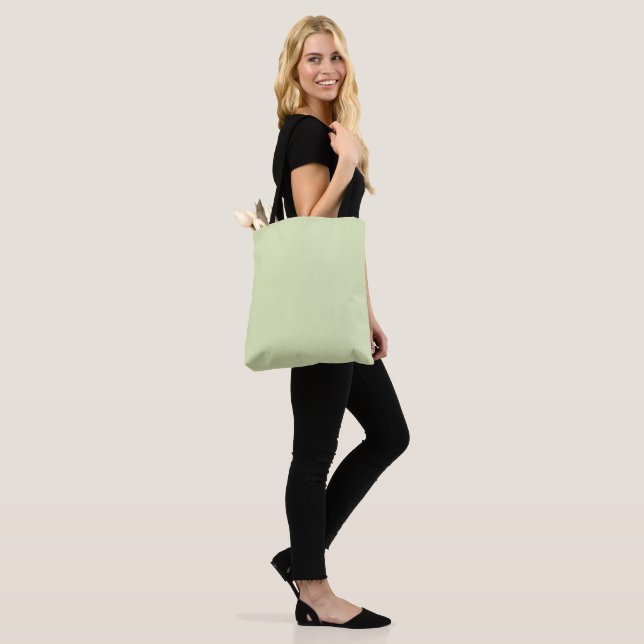 Tea Green Solid Blank Colour Tote Bag (On Model)