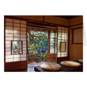 Tea house in spring card