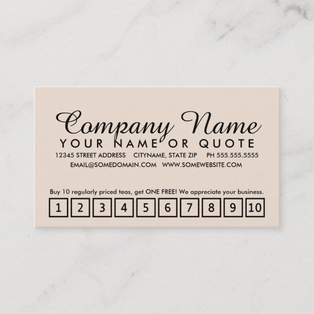 tea house loyalty program card (Front)