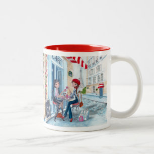 Tea in Paris Fashion Girls Cute - Two Tone Mug
