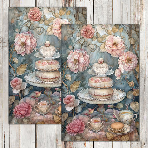 TEA IN THE ROSE GARDEN DECOUPAGE TISSUE PAPER