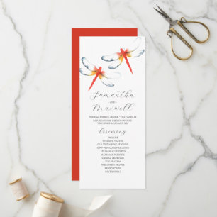 Tea Length Wedding Program Template Dragonfly