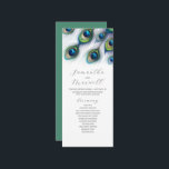 Tea Length Wedding Program Template Peacock<br><div class="desc">This tea length wedding program template feature unique watercolor peacock feathers in shades of royal blue, green and purple. Use the template fields to add your order of service. The card reverses to a solid matching colour. To see more wedding themes like this visit www.zazzle.com/dotellabelle By Victoria Grigaliunas of Do...</div>