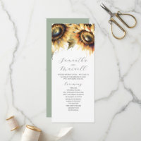 Tea Length Wedding Program Template Sunflower
