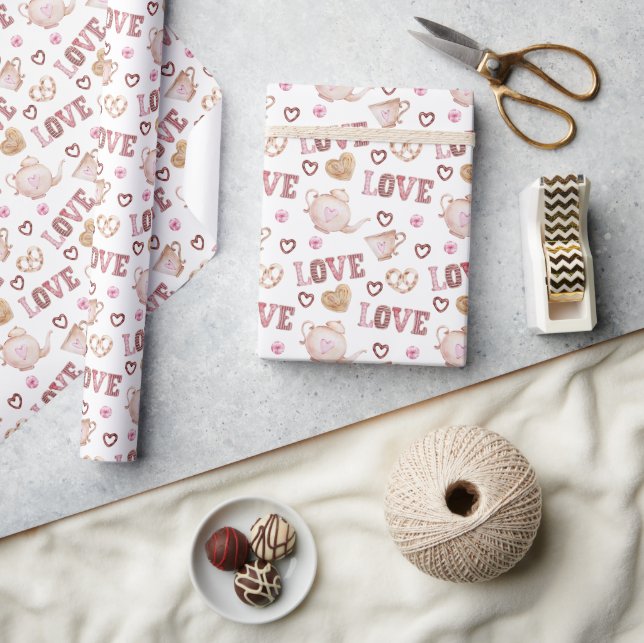 Tea Love Valentine's Day Wrapping Paper (Crafts)