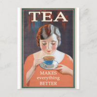 Tea Lover Cafe Vintage Illustration Postcard