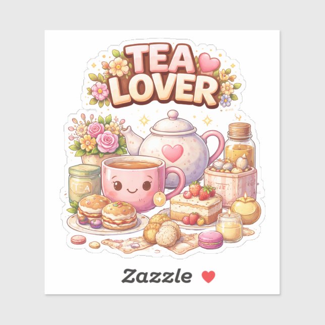 Tea Lover Cosy Aesthetic Custom-Cut Vinyl Sticker (Sheet)