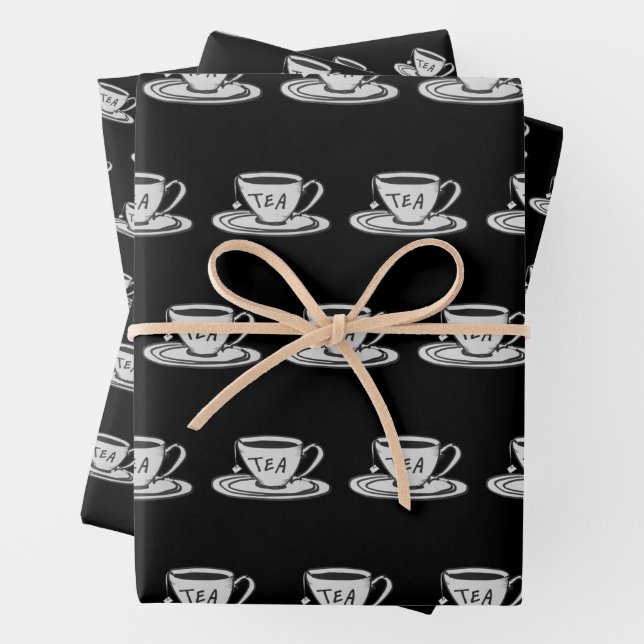 Tea Lover Drawing Minimalist Wrapping Paper Sheet (In situ)