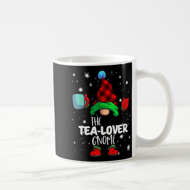 Tea Lover Gnome Red Buffalo Plaid Matching Family  Coffee Mug (Right)