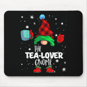 Tea Lover Gnome Red Buffalo Plaid Matching Family Mouse Pad