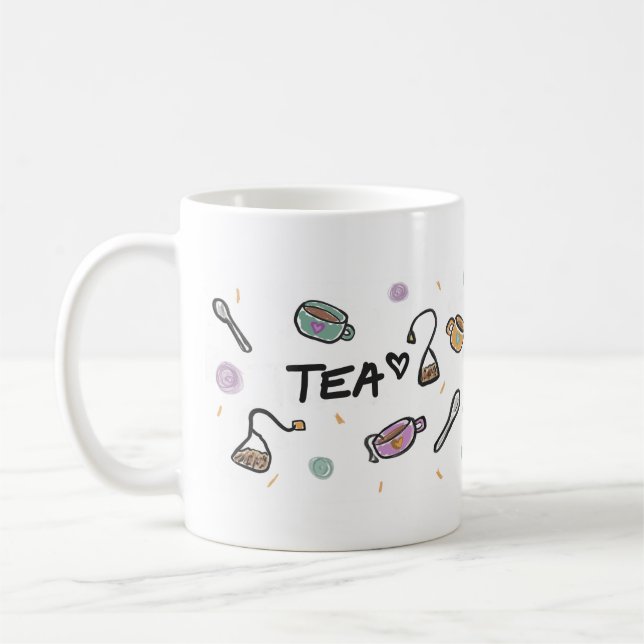 Tea Lovers Mug, Illustration  Coffee Mug (Left)