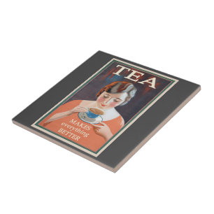 Tea Makes Everything Better Vintage Ceramic Tile