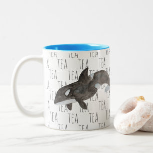 Tea Marine Mammal Watercolor Killer Whale Orca Two-Tone Coffee Mug