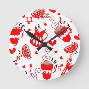 Tea Milk Two Sugars Please Retro Style Print Round Clock