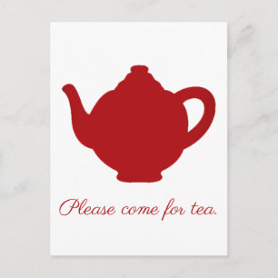 Tea modern red teapot postcard