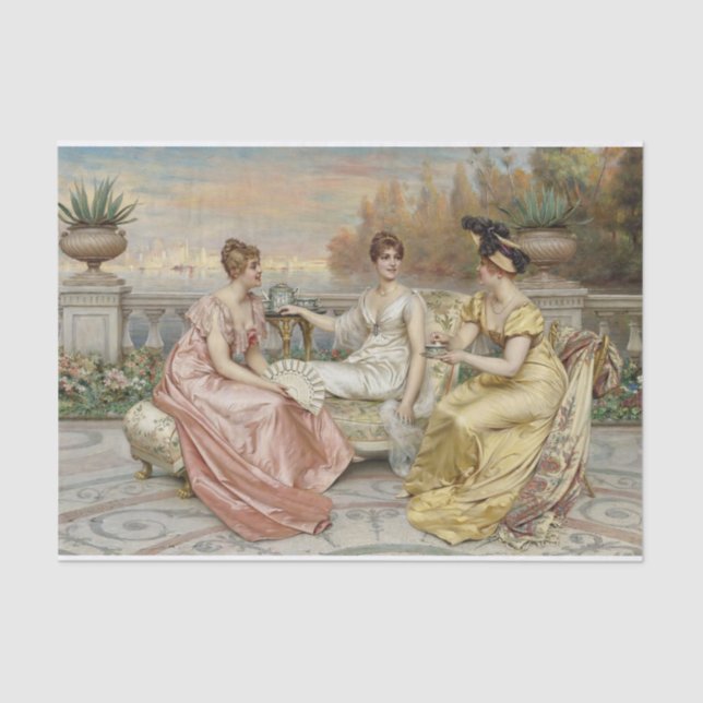 Tea on the Terrace by Frederic Soulacroix  Tissue Paper (Front)