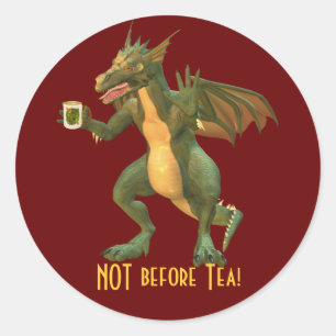 Tea or Coffee Dragon Classic Round Sticker