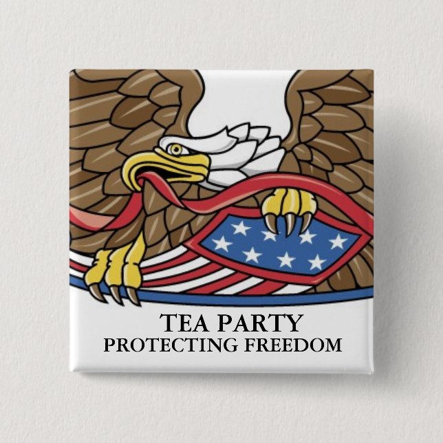 TEA PARTY 15 CM SQUARE BADGE (Front)